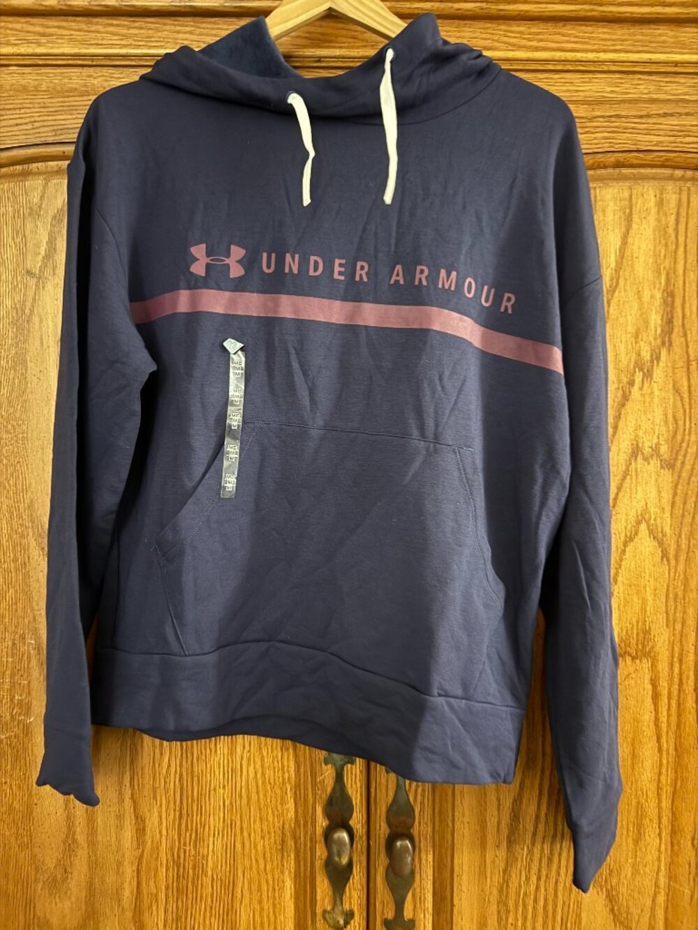 Under Armour Navy Blue Hoodie with Purple Logo Stripe